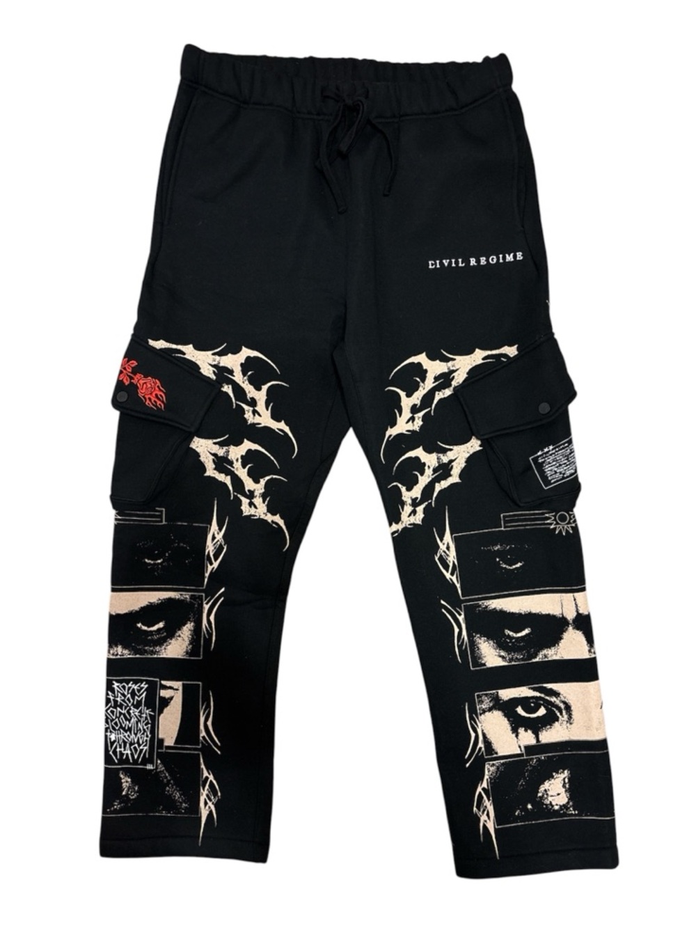 Civil Regime Wide Leg Black Cargo Sweatpants Size: Large NWT